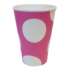 Kubki papierowe 0,25 l/10 szt. jednorazowe do kawy /różowe w grochy